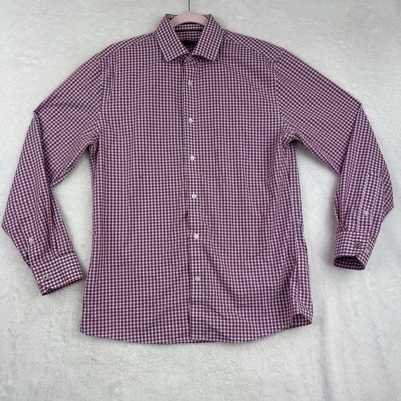Tommy Hilfiger Shirt Mens M 32/33, 15 1/2 Neck Slim Fit  Long Sleeve Red‎ Check - Picture 1 of 16